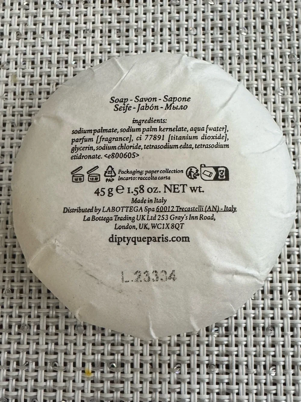 Diptyque Philosykos Soap Made In Italy 1.58 oz, 45 grams NEW